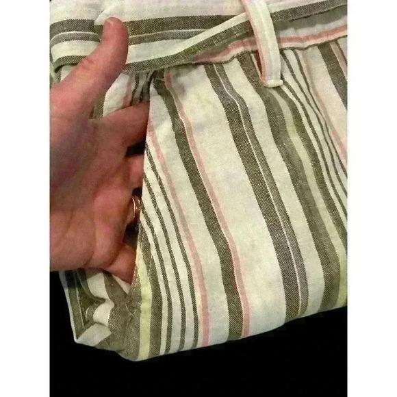 Liz Claiborne Multi Stripe Belted Crop Pants Size M Medium I Seam 22” - Picture 6 of 11